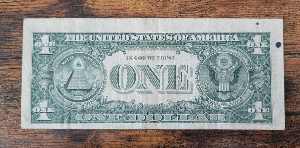 Miscut error one dollar bill $1 shifted print 1969D