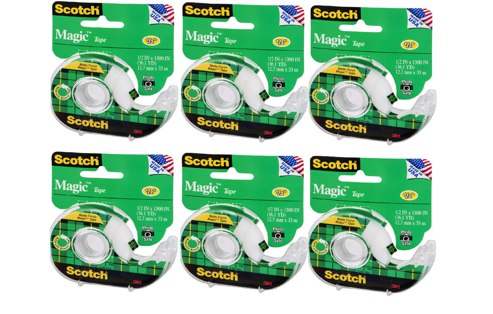 Scotch Magic Tape 1/2" X 1300" (36.1 YD) 6 Pack