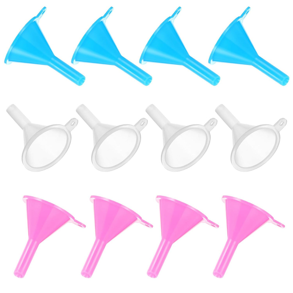 12 Pcs Tiny Funnels for Filling Small Bottles Plastic Kitchen Use Tiny Funnel wi