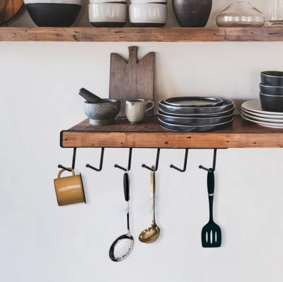 2P Under-Shelf Mug Holder Rack – Kitchen Cabinet Coffee Cup Storage Hooks-%%