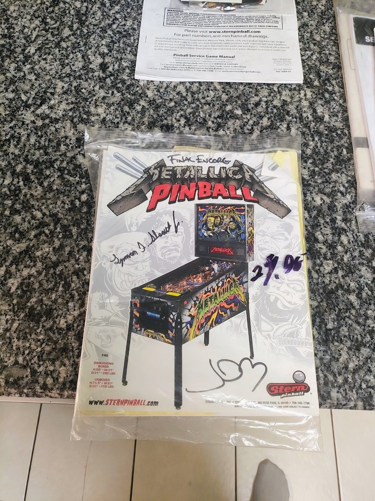 1 Stern Pinball Metallica Manual  Signed