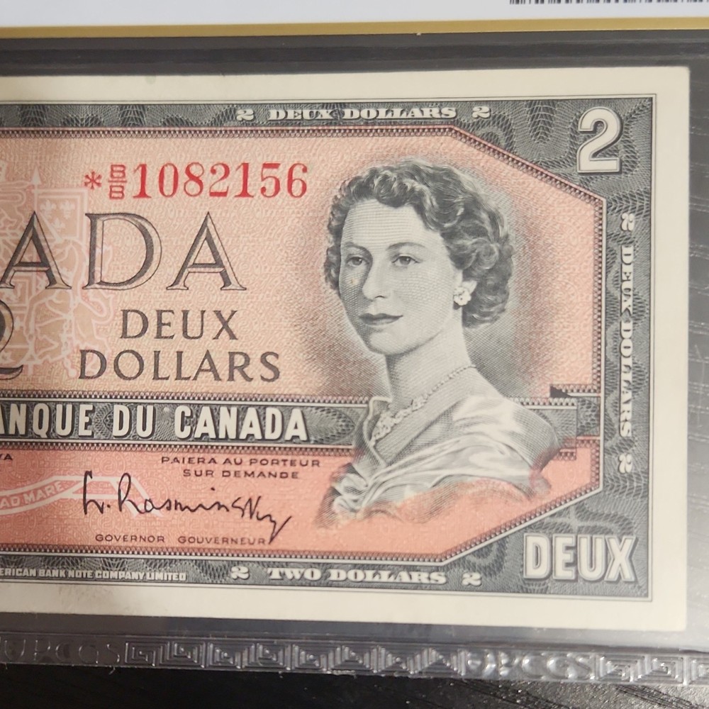1954 Canada $2 Replacement Note PCGS Graded 55 About UNC Certified Banknote