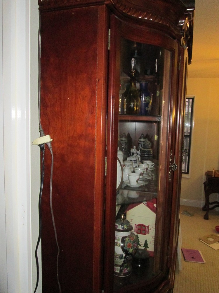 Georgian Solid Mahogany china buffet curved glass and light