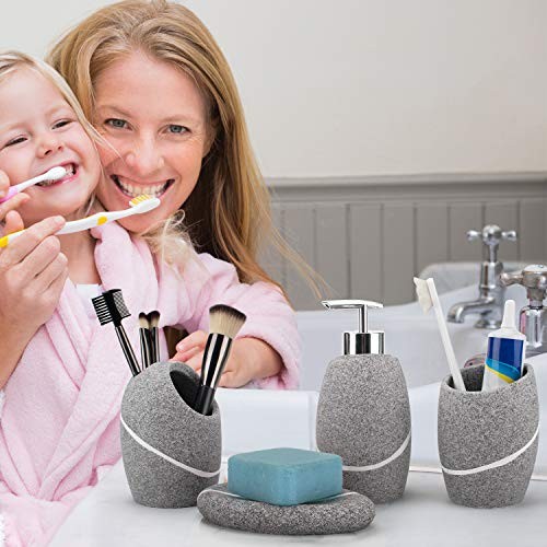 Bathroom Accessory Set,4 Pieces Bathroom Decor Accessories Complete Set Granite