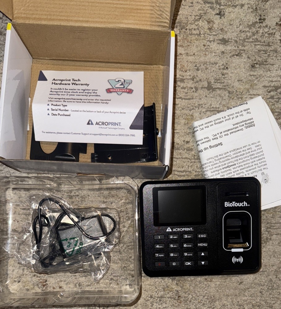 Acroprint BioTouch Self Contained Automatic Biometric Fingerprint Time Clock