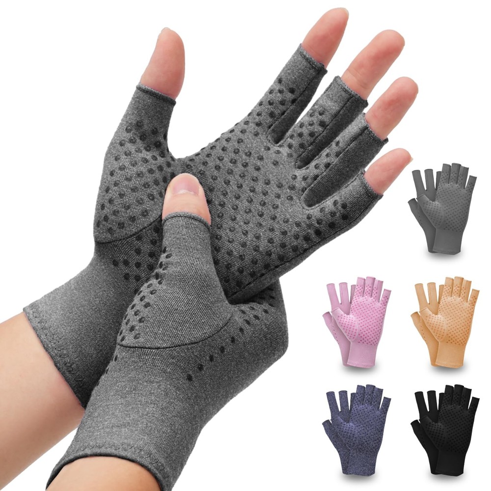 DRNAIETY 2 Pairs Arthritis Compression Gloves- for Hand Medium, Grey