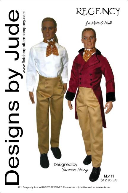 Regency Suit Doll Clothes Sewing Pattern for Matt O'Neill Tonner