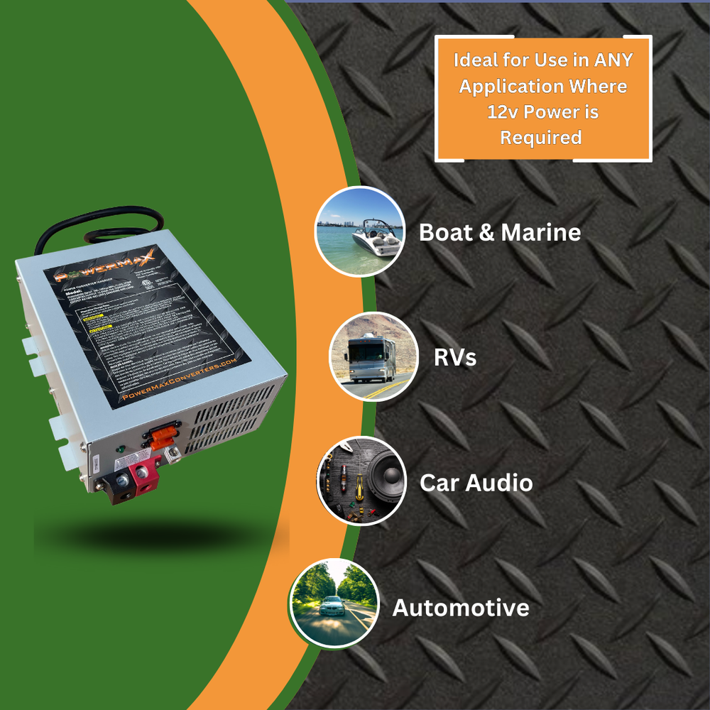 PowerMax 75 Amp Power Converter 12 Volt Power Supply with LED Light