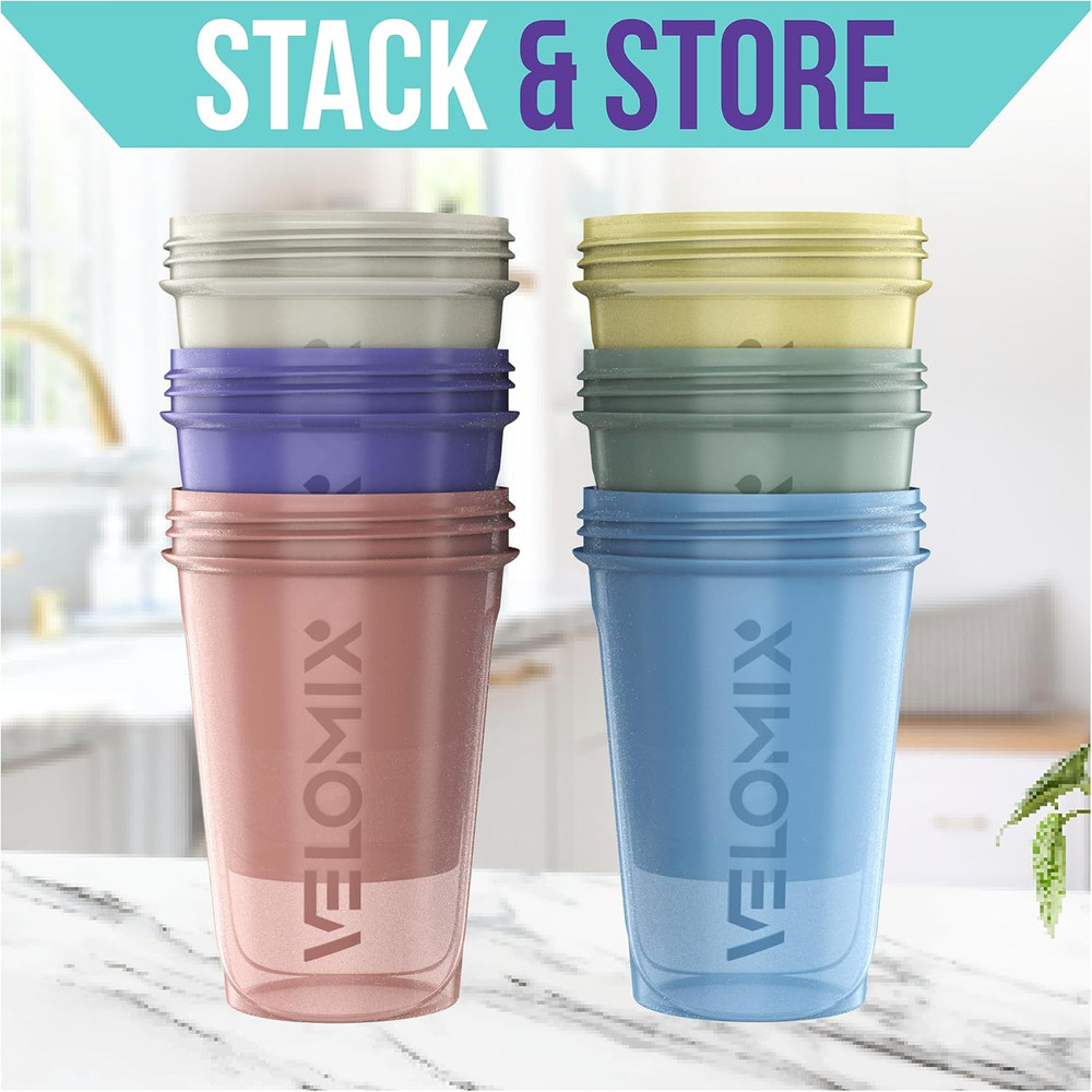 -6 PACK- 20 OZ Protein Shaker Bottles for Protein Mixes, Shaker Cups for Prot...