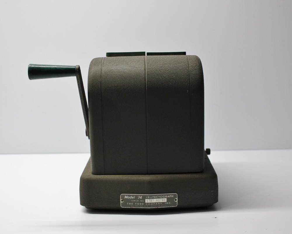 Vintage Todd Protectograph Model 74 Check Writer Writing Machine