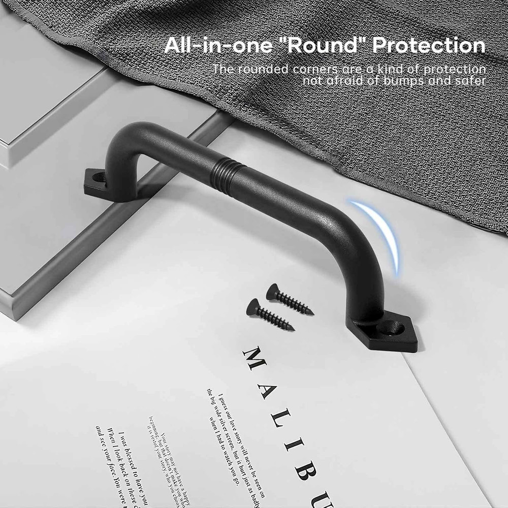 10" Barn Door Pull Handle, Rustic Black Cast Iron Grab, Gate Handles, Easy Insta