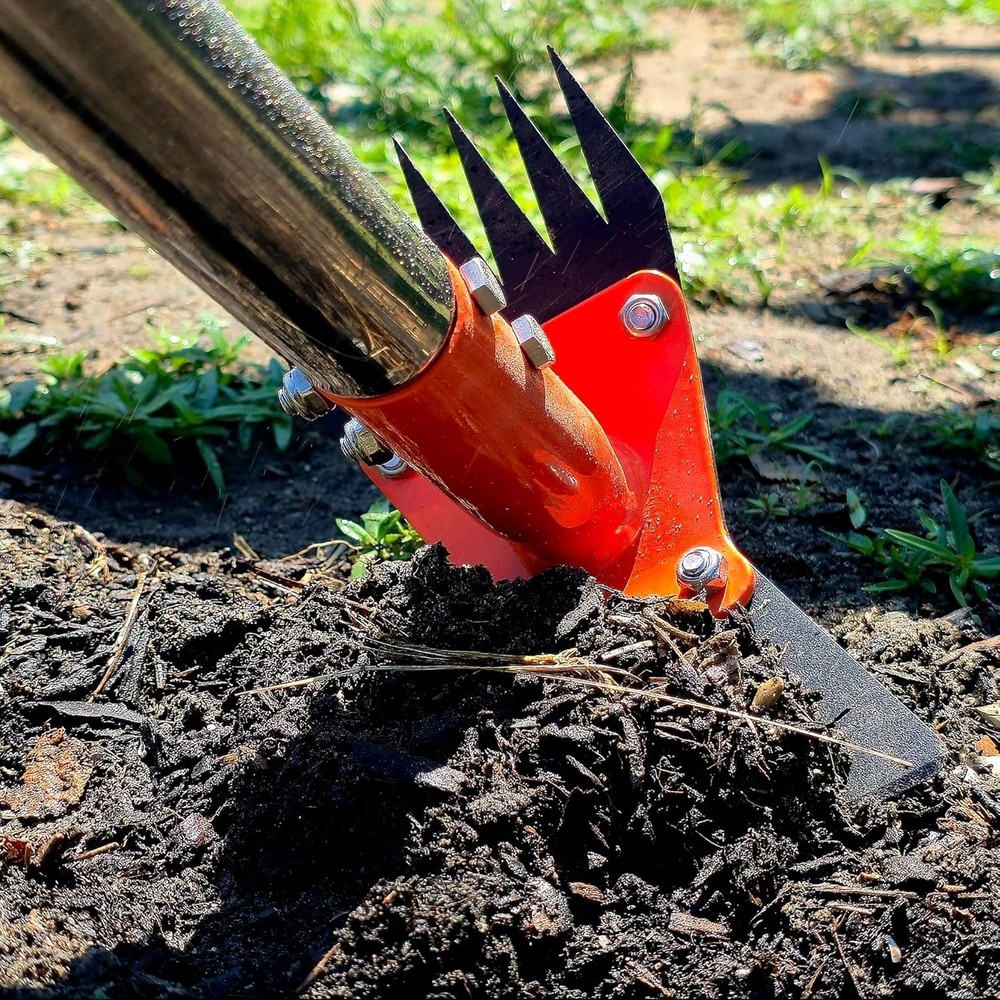 2-in-1 Garden Hoe & Weed Puller Rake 60 Inch Adjustable Long Handle Weeding Tool