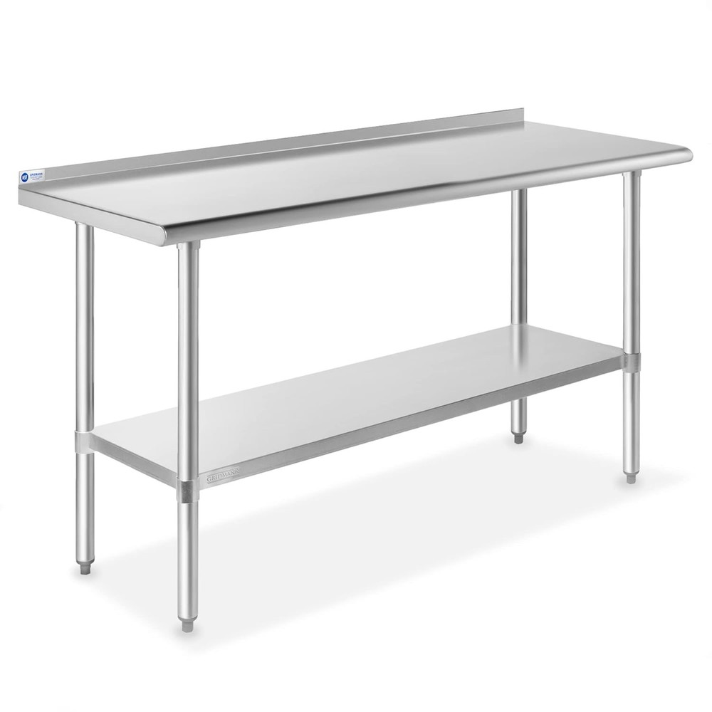Versatile 60" x 24" NSF Certified Stainless Steel Kitchen Table with Backsplash