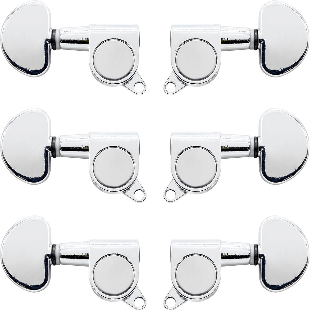 6Pcs 3+3 Guitar Tuning Pegs, Chrome Guitar Tuners Machine Head Knobs, String ...