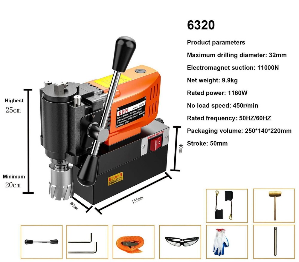 Electric Magnetic Drill Powerful Magnetic Base Drill Horizontal Bench Drilling