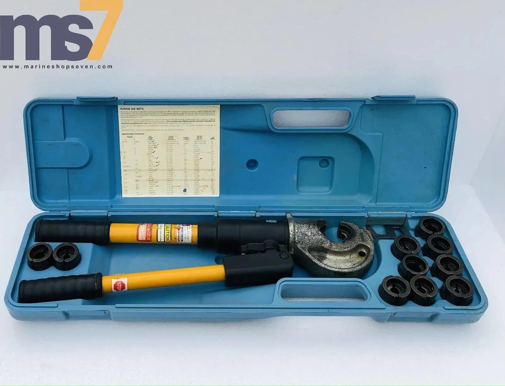 HUSKIE EP-410 HYDRAULIC CRIMPER/ CRIMPING/ COMPRESSION TOOL WITH 10 DIE SETS