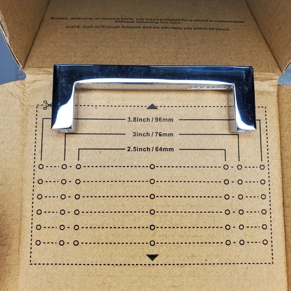 Koofizo Cabinet Bar Pull Chrome Solid Handle 3" Screw Spacing 10 PACK Open Box