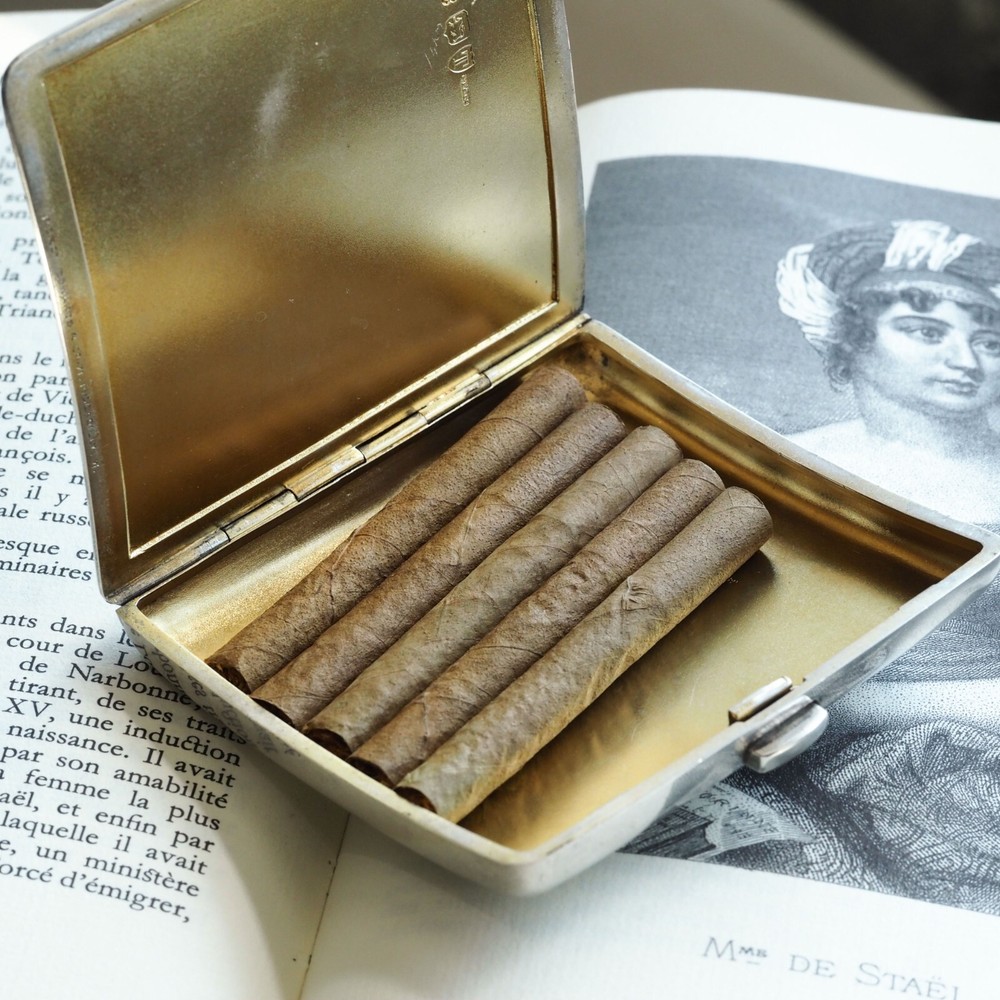 Antique Victorian Solid Silver Cigarette Case Wonderful Curve & Crested - 1894