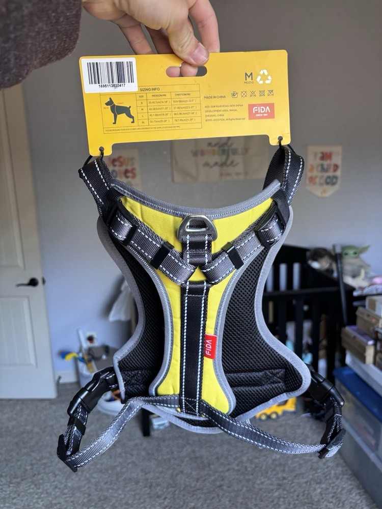 FIDA No-Pull Dog Harness Leadsafe Series Yellow Medium Front Clip
