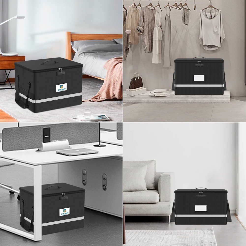 Fireproof File Box with Lock, 5200°F Document Box Storage Organizer, Suitable...