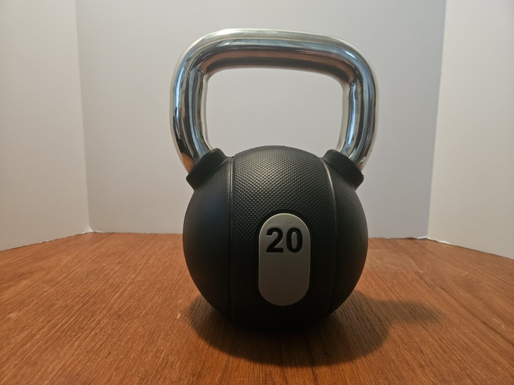 Technogym Kettlebell 20kg - Stainless Steel Handle, Rubber base