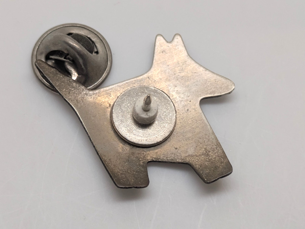 Artistic Dog Lapel Pin Silvertone Metallic