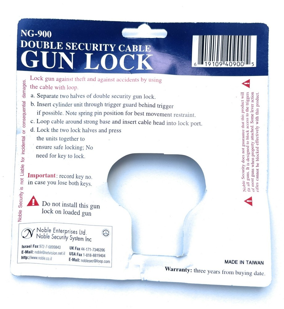 Double Security Cable and Trigger Gun Lock