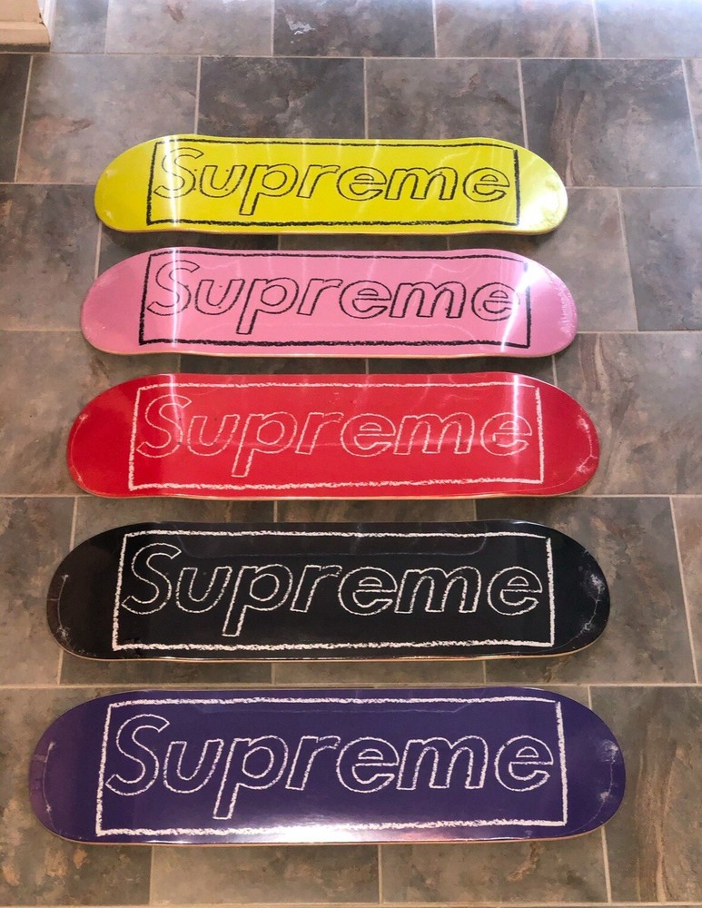 Supreme x KAWS Chalk Logo Skateboard Deck Full Set - NEW