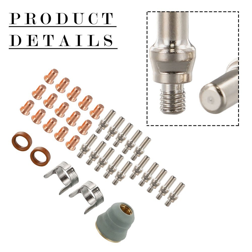 35PCS Plasma Cutter Torch Kit for IPT60 For PT40 Electrodes Tips Shield Cap