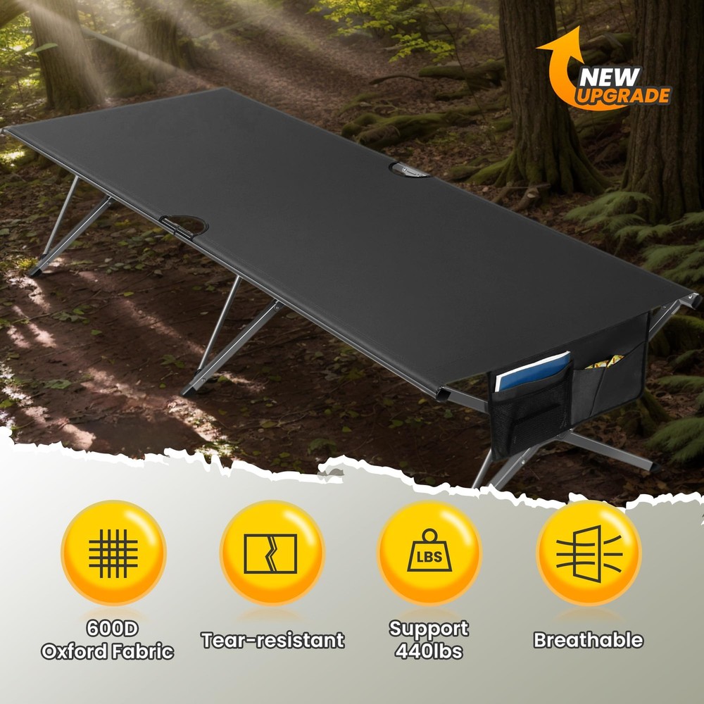 Oversized Camping Cot Foldable for Adults - Upgraded Version Easy-to-Assemble...