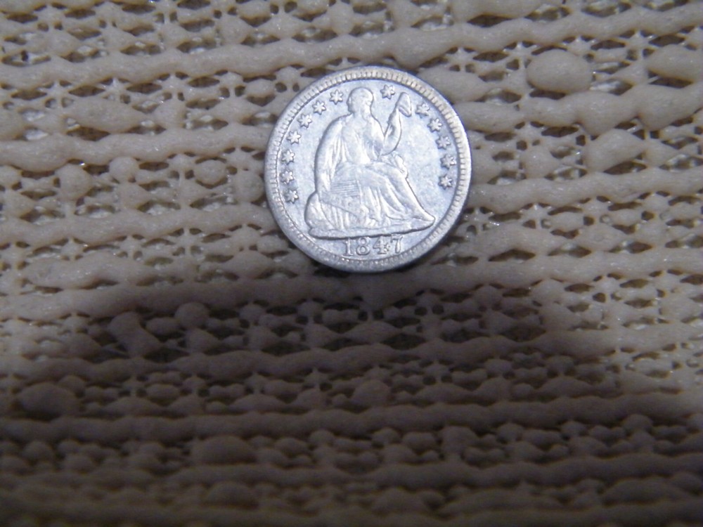 1847 Silver Seated Liberty Half Dime Middle Grade tod12
