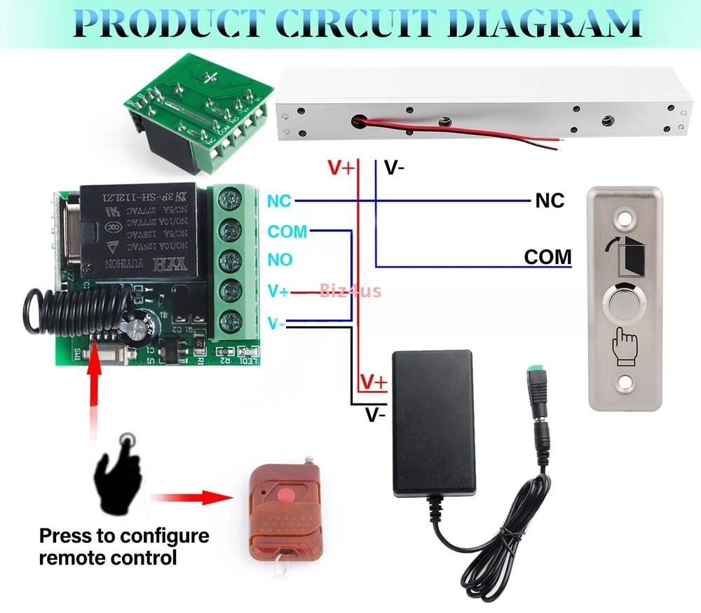 Door Access Control System, Electric Magnetic Lock, 2 Wireless Remote Controls