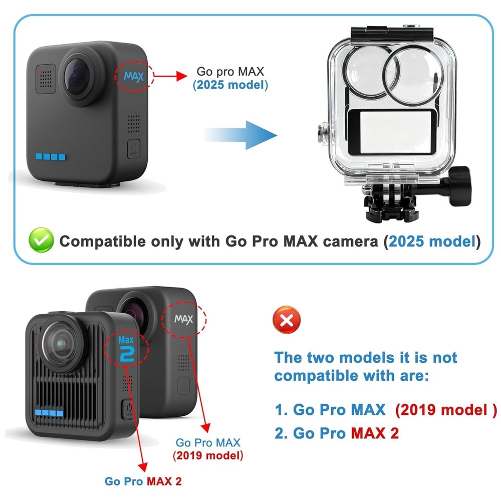 Waterproof Case for Go Pro Max 360 2025 - Anti-Scratch Shell
