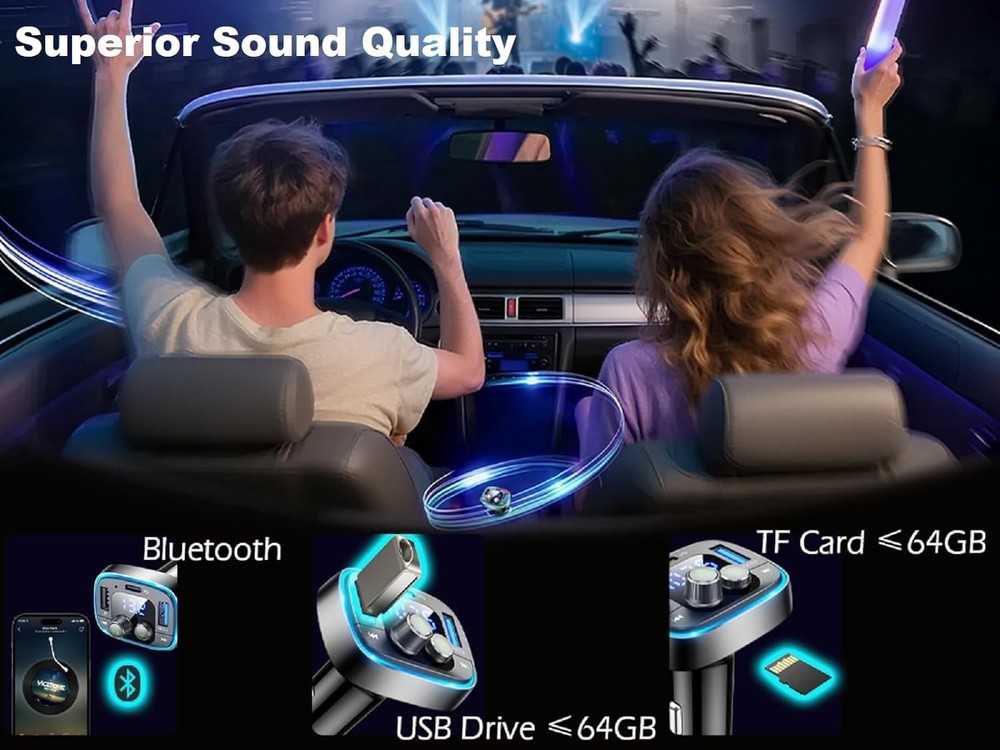 Wireless Bluetooth Car Adapter with 48W Charging & Hands-Free Calling Excellence