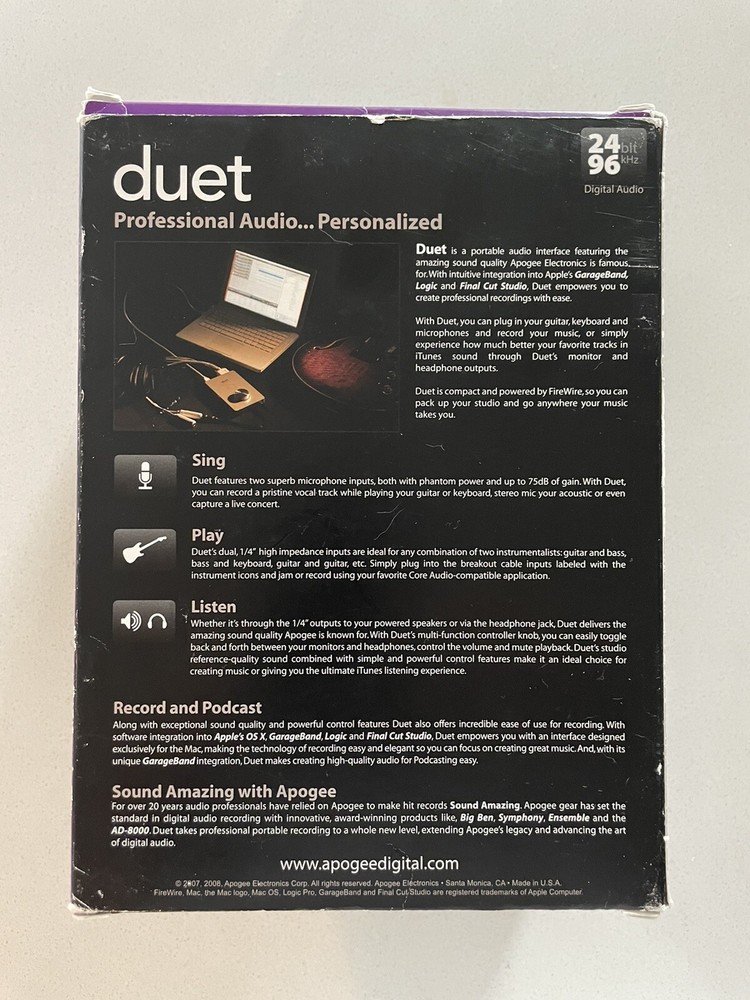 Apogee Duet Two-Channel Firewire Audio Interface