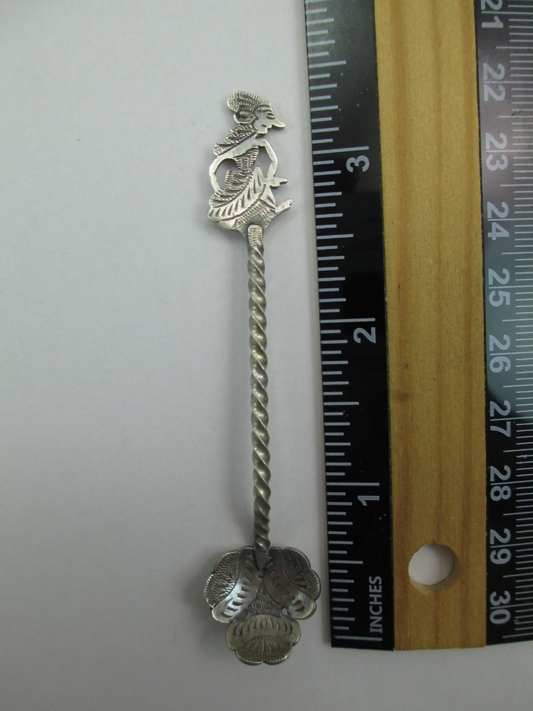 Vintage Mexico 800 Silver Sugar Cube Spoon Aztec Mayan 459F