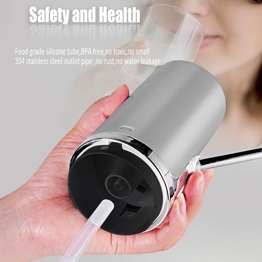 GentleJet Automatic Water Dispenser 5 Gallon USB Rechargeable Pump Silver