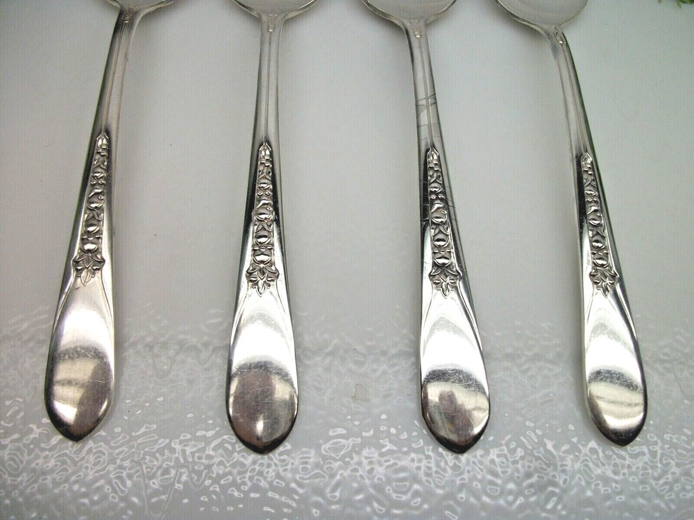 4 International Rogers Priscilla LADYANN Silverplate Solid Serving Spoons 1941