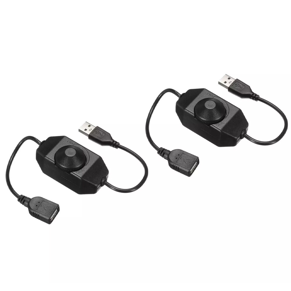 2pc 5V USB PWM Rotary Inline Dimmer Switch for LED Strips Lights Black