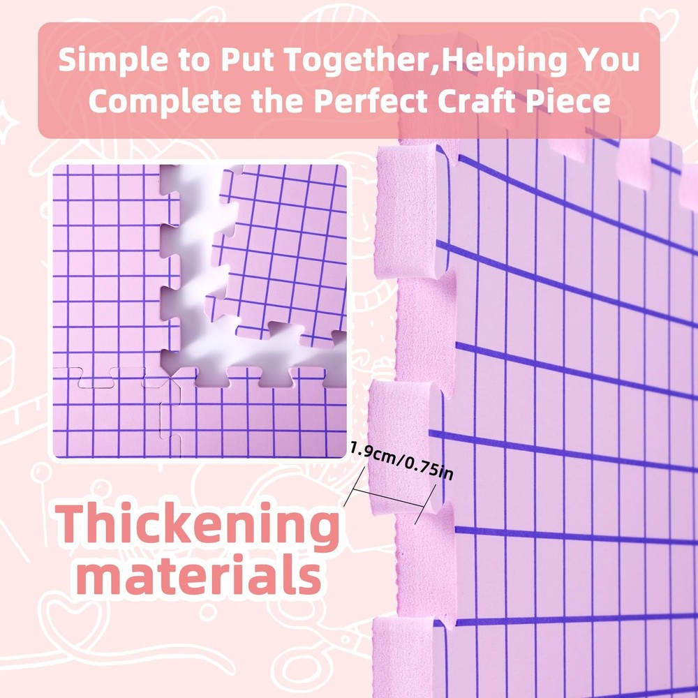 Knitting Blocking Mats and Pins, Interlocking Blocking Boards for Crochet Pro...