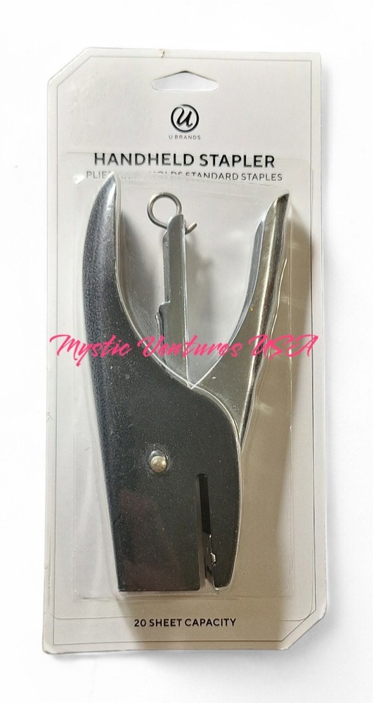 U Brands Hand Held Stapler Black Standard Staples 20 Sheet Capacity