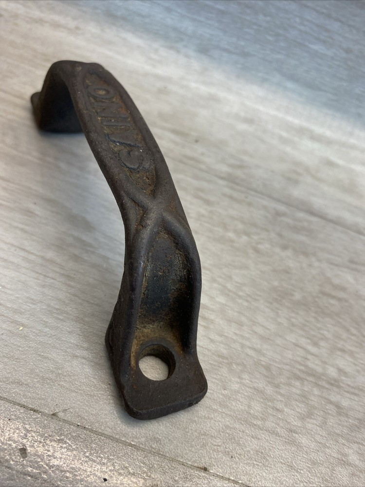 VTG “Saino” Industrial Victorian EMBOSSED UNKNOWN HANDLE CAST IRON DRAWER PULL