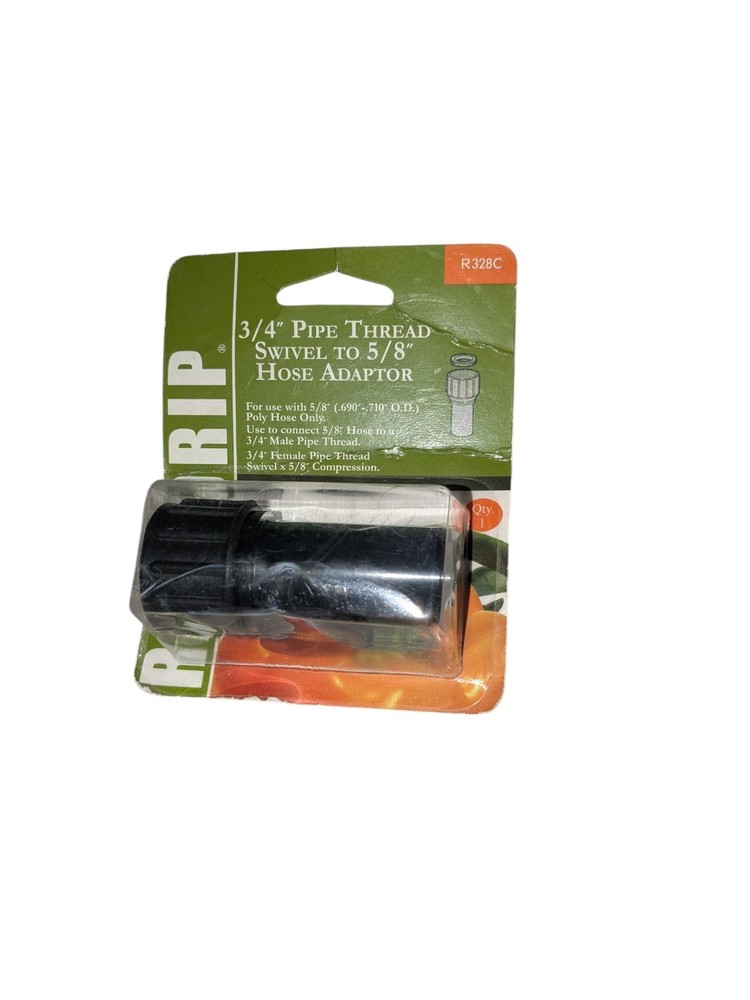 RainDrip Compression Swivel Adaptor ABS Black 5/8" x 3/4" R328C