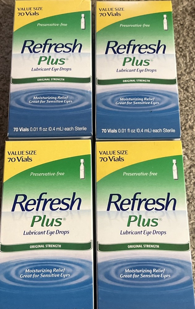 REFRESH PLUS LUBRICANT EYE DROPS 70 VIALS 4 BOXES EXP 11/26+
