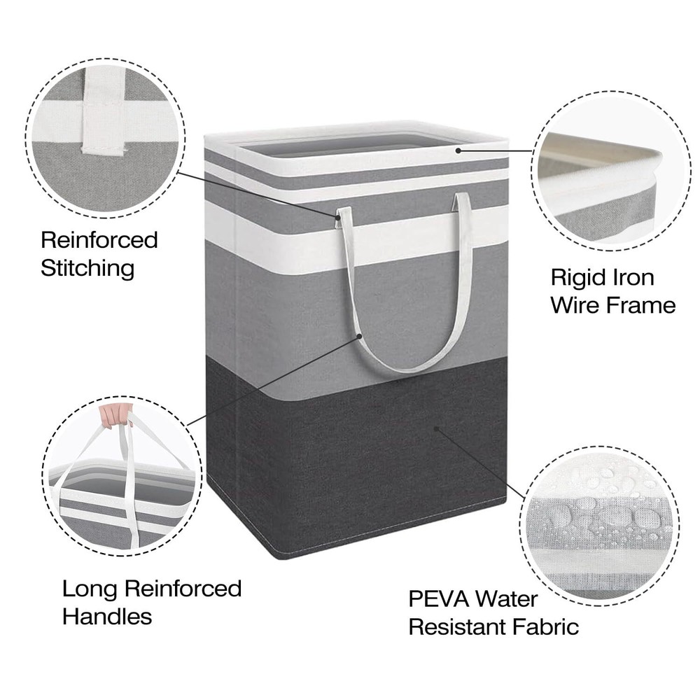 2-Pack Large Collapsible Laundry Baskets - 75L Freestanding Waterproof Hamper...