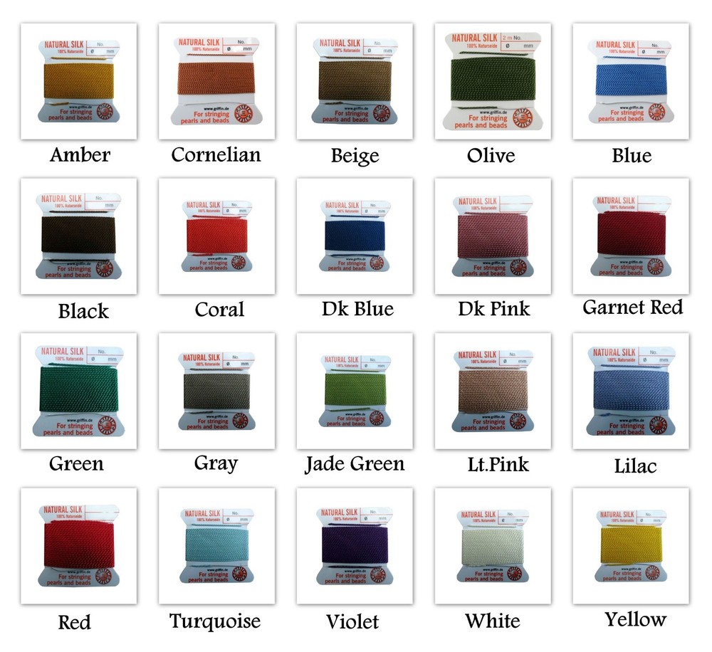 GRIFFIN 100% SILK CORD BEAD STRING THREAD  #8-10-12-14-16