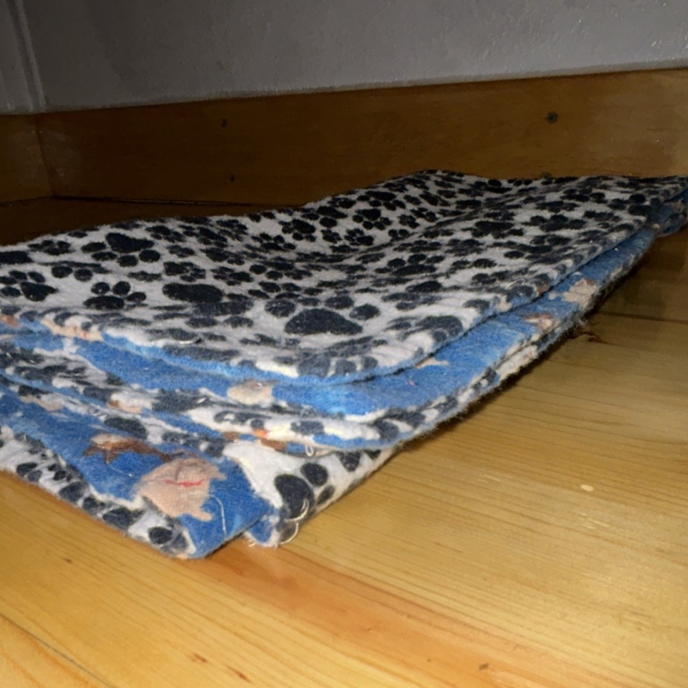 Dog Paw Print Blanket Blue White Black Rectangular Throw Animal Theme