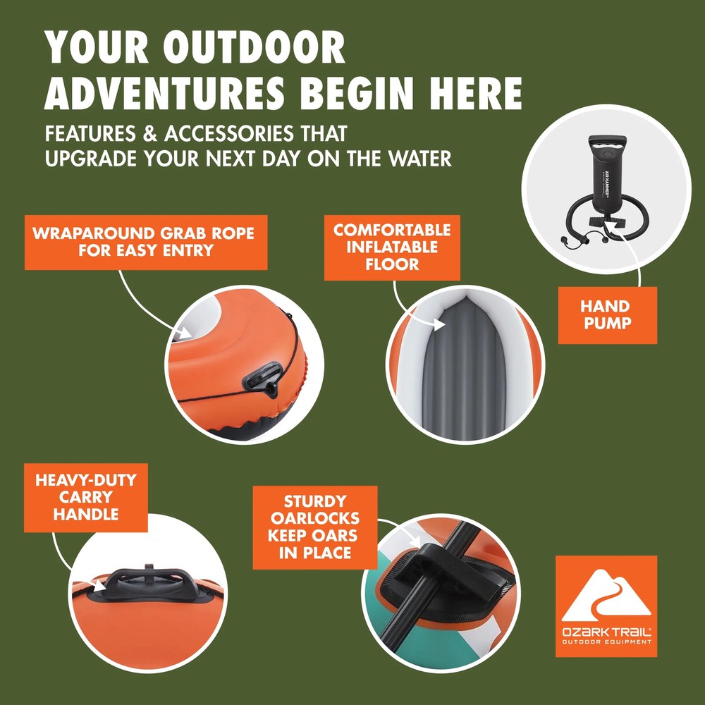 Ozark Trail 2 Person Inflatable River Raft Set