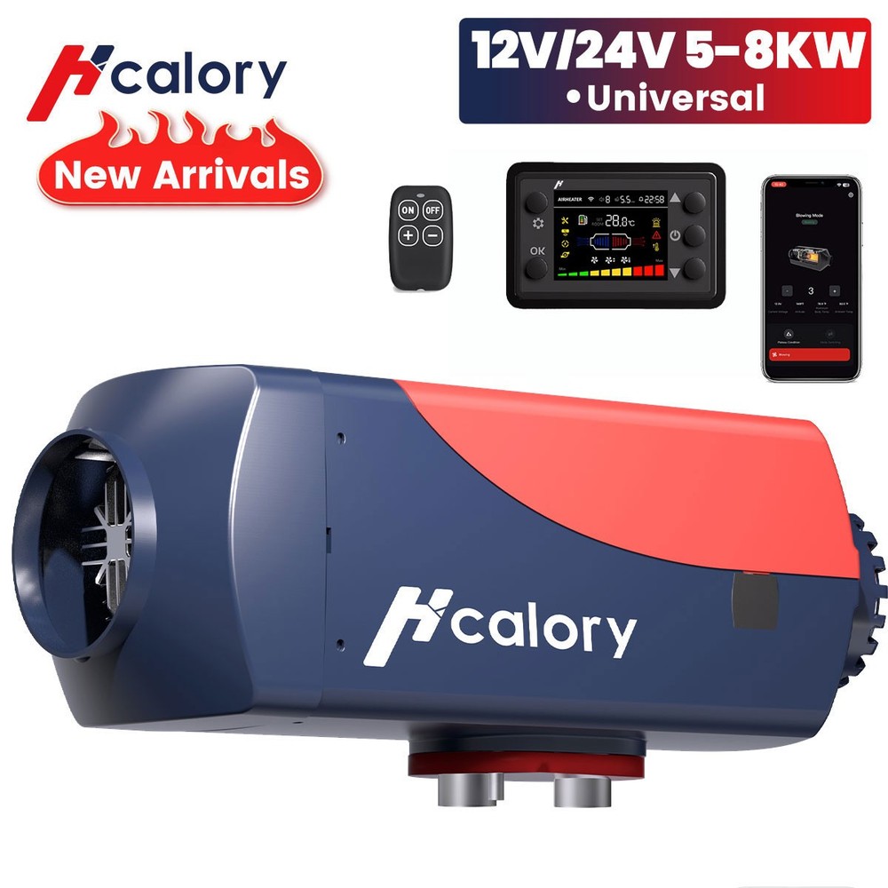Hcalory 2KW/8KW bluetooth Remote Diesel Air Heater 12V 24V F/ Car Truck Van Boat