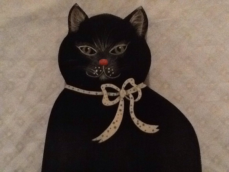 HAND PAINTED BLACK CAT